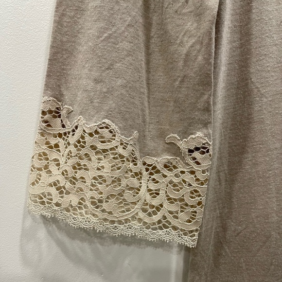 Natori Lace Trim V-Neck Shirt Sleep Dress Small Longline Sleepwear Night Gown - Picture 6 of 6